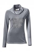 Designer-Rollkragenshirt mit Strass grau