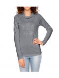 Designer-Rollkragenshirt mit Strass grau