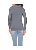 Designer-Rollkragenshirt mit Strass grau