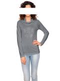 Designer-Rollkragenshirt mit Strass grau