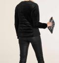 Designer-Samt-Steppjacke mit Strass schwarz