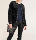 Designer-Samt-Steppjacke mit Strass schwarz