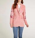 Designer-Samtblazer mit Stickerei rosa Gr. 40