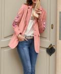 Designer-Samtblazer mit Stickerei rosa Gr. 40