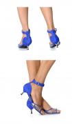 Designer-Sandalette mit Strass royalblau