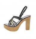 Designer-Sandalette schwarz-gold