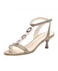 Designer-Sandalette taupe-silber