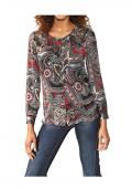 Designer-Satin-Druckbluse bunt