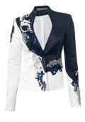 Designer-Satinblazer nachtblau-weiß