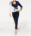 Designer-Satinblazer nachtblau-weiß