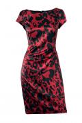 Designer-Satinkleid rot-schwarz