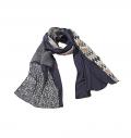 Designer-Schal mit Spitze blau-bunt
