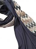 Designer-Schal mit Spitze blau-bunt