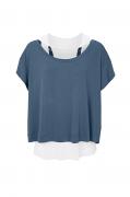 Designer-Shirt + Top blau-ecru
