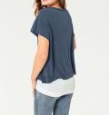 Designer-Shirt + Top blau-ecru