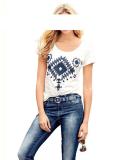 Designer-Shirt ecru-blau