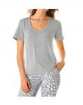 Designer-Shirt mit Chiffon grau-offwhite