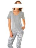 Designer-Shirt mit Chiffon grau-offwhite