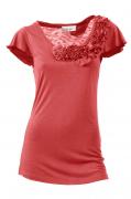 Designer-Shirt mit Drapierung koralle