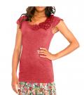 Designer-Shirt mit Drapierung koralle