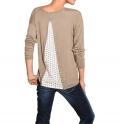 Designer-Shirt mit Einsatz taupe