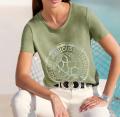 Designer-Shirt mit Glitzer-Statement-Print khaki