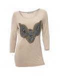 Designer-Shirt mit Perlen taupe