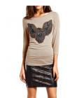 Designer-Shirt mit Perlen taupe