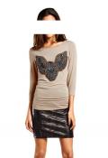Designer-Shirt mit Perlen taupe