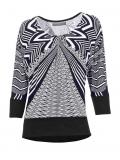 Designer-Shirt mit Raffungen schwarz-weiß