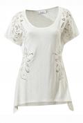Designer-Shirt mit Spitze creme