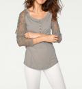 Designer-Shirt mit Spitze taupe
