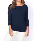 Designer-Shirt mit Spitzeneinsatz marine