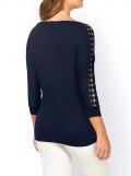 Designer-Shirt mit Spitzeneinsatz marine