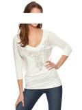 Designer-Shirt mit Strass creme Gr.38