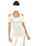 Designer-Shirt mit Strass ecru