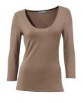 Designer-Shirt mit Strass taupe
