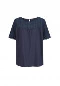 Designer-Shirt mitMadeira-Spitze marine