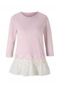 Designer-Shirt mitSpitzen-Applikation rosa-ecru