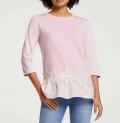 Designer-Shirt mitSpitzen-Applikation rosa-ecru