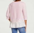 Designer-Shirt mitSpitzen-Applikation rosa-ecru