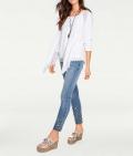 Designer-Shirtjacke mit Spitze weiß