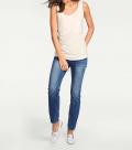 Designer-Shirttop mit Perlen ecru