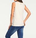 Designer-Shirttop mit Perlen ecru