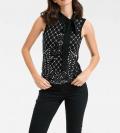 Designer-Shirttop mit Strass schwarz
