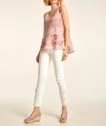 Designer-Skinny-Leggings mit Spitze offwhite