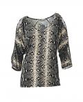 Designer-Snakeprint-Shirt schwarz-bunt