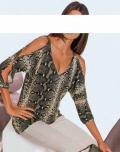 Designer-Snakeprint-Shirt schwarz-bunt