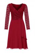 Designer-Spitzen-Chiffonkleid rot