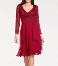 Designer-Spitzen-Chiffonkleid rot